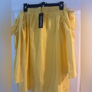 Boohoo Yellow Ruffled Smocked Mini Skirt